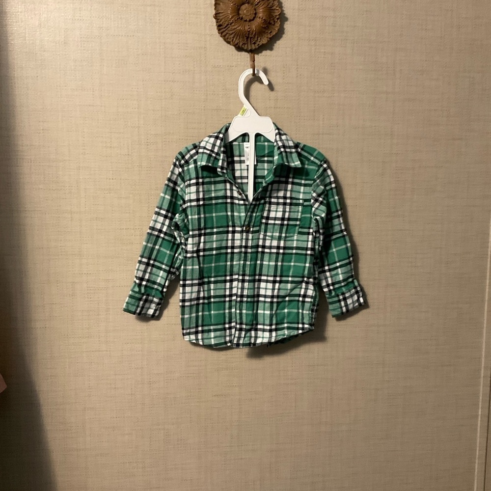 Carter's Green and White Plaid Button Down Shirt